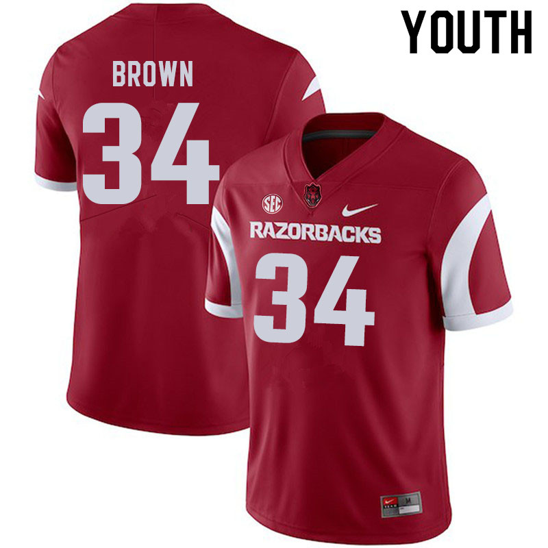 Youth #34 Martaveous Brown Arkansas Razorbacks College Football Jerseys Sale-Cardinal